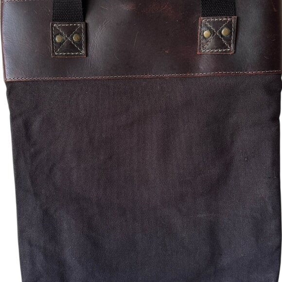 Damn Dogs Tote Shoulder Bag Charcoal Black Canvas Leather Trim Rugged Unisex - Picture 7 of 16